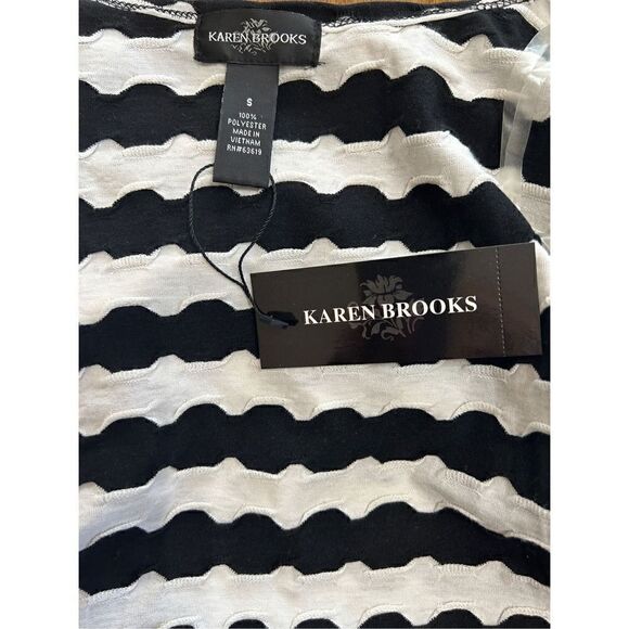 Karen Brooks Womens Open Front Cardigan Top Size Small Black And White - Picture 4 of 6